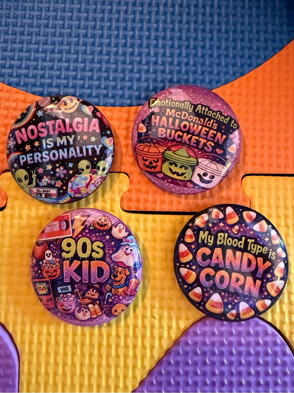 Y2K Nostalgia Halloween Pin Set 4pc 90s Kid Candy Corn McDonalds Cute Pins